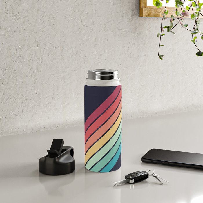 Lembona - Classic 70s Vintage Style Retro Summer Stripes Water Bottle Gallery Image 4