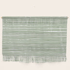 Abstract Stripes, Sage Green, Boho Wall Art Wall Hanging Gallery Image 1