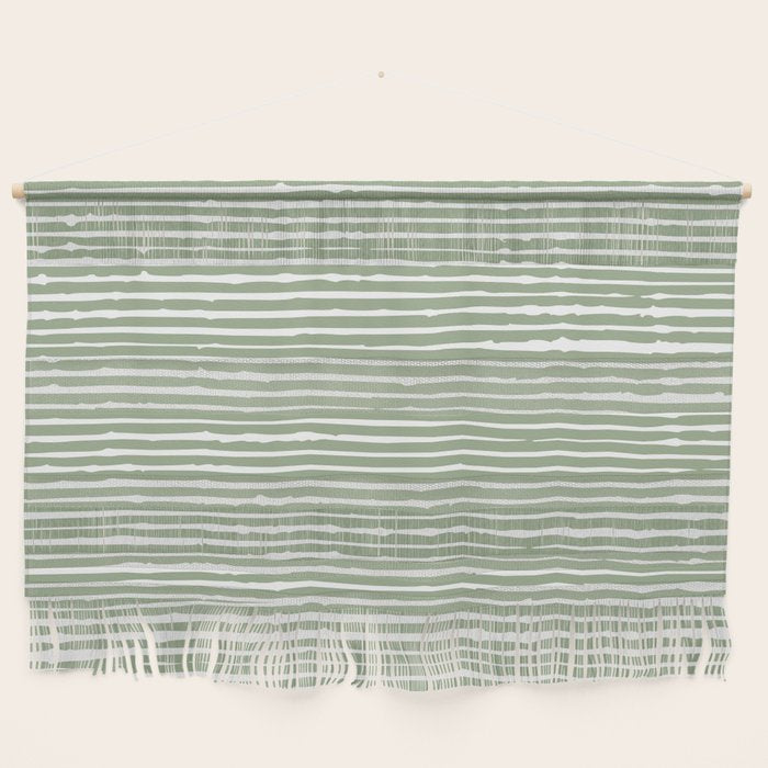 Abstract Stripes, Sage Green, Boho Wall Art Wall Hanging Gallery Image 1