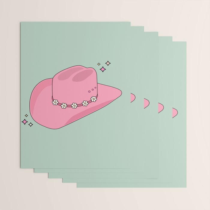 Pink And Green Colorful Cowboy Hat Wrapping Paper Gallery Image 3