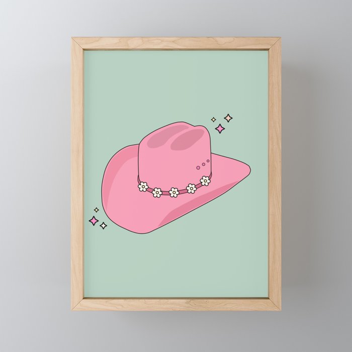 Pink And Green Colorful Cowboy Hat Mini Art Print Gallery Image 1