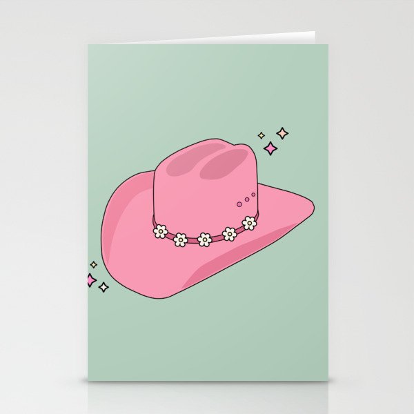 Pink And Green Colorful Cowboy Hat Stationery Card Gallery Image 2