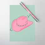 Pink And Green Colorful Cowboy Hat Wrapping Paper Gallery Image 1