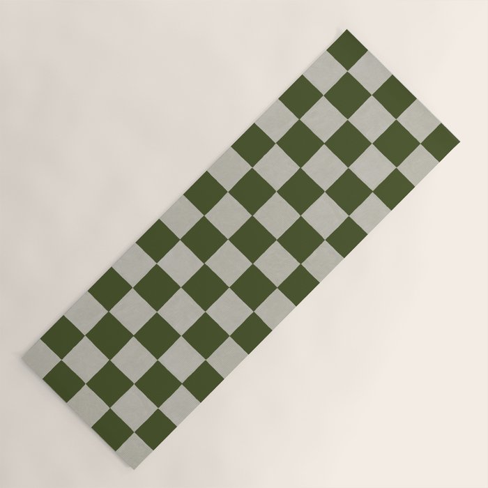 checkerboard hand-painted-olive Yoga Mat Gallery Image 1