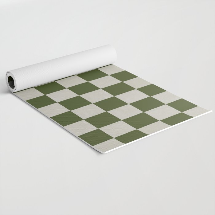 checkerboard hand-painted-olive Yoga Mat Gallery Image 2