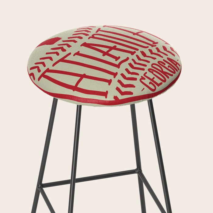 Atlanta Georgia Baseball - Hand Drawn, Script Typography Stool Gallery Image 2