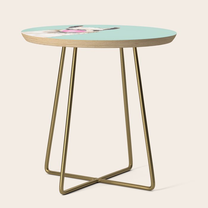 Bubblegum Sneaky Llama in Green Side Table Gallery Image 1