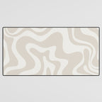 Liquid Swirl Contemporary Abstract Pattern in Mushroom Cream Desk Mat Gallery Image 3