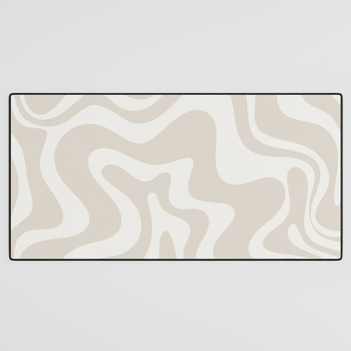 Liquid Swirl Contemporary Abstract Pattern in Mushroom Cream Desk Mat Gallery Image 3