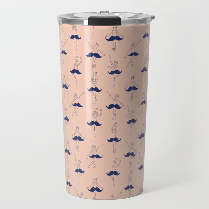Ballet of Mustache Pattern Travel Mug Gallery Image 1