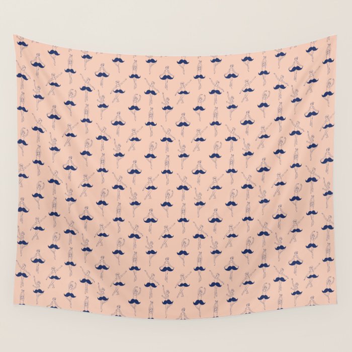 Ballet of Mustache Pattern Wall Tapestry Gallery Image 4