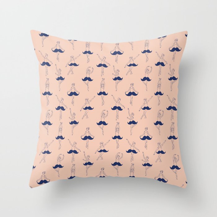 Ballet of Mustache Pattern Throw Pillow Gallery Image 1