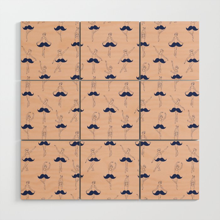 Ballet of Mustache Pattern Wood Wall Art Gallery Image 1