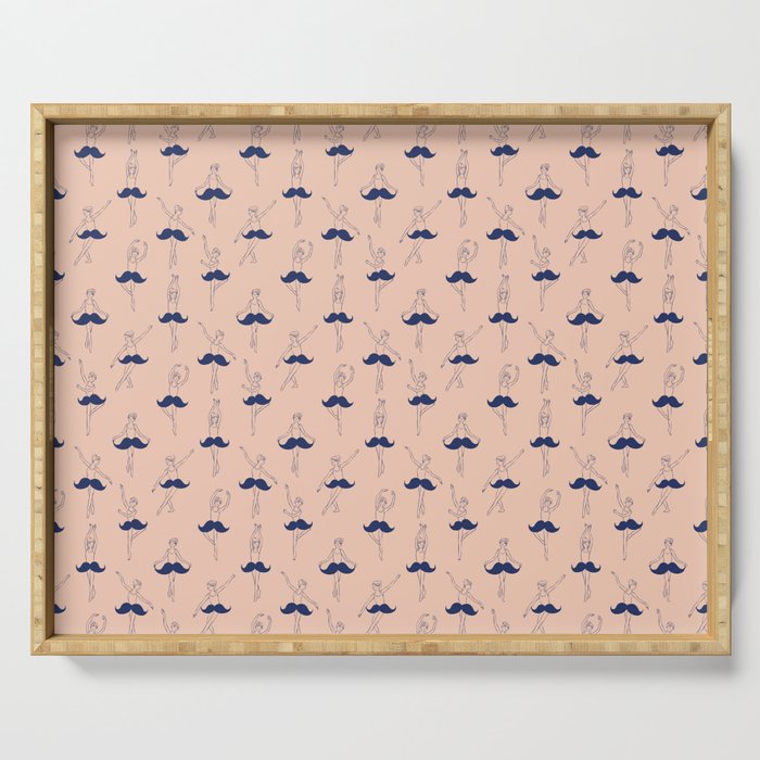 Ballet of Mustache Pattern Serving Tray Gallery Image 1