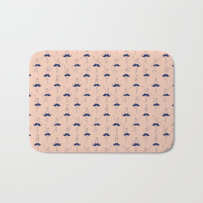 Ballet of Mustache Pattern Bath Mat Gallery Image 1
