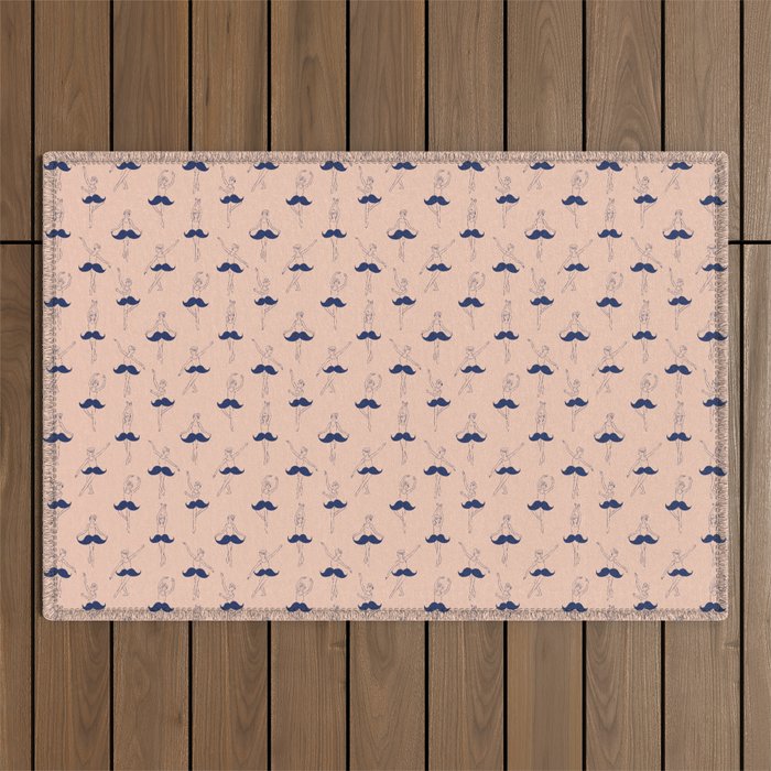 Ballet of Mustache Pattern Outdoor Rug Gallery Image 1