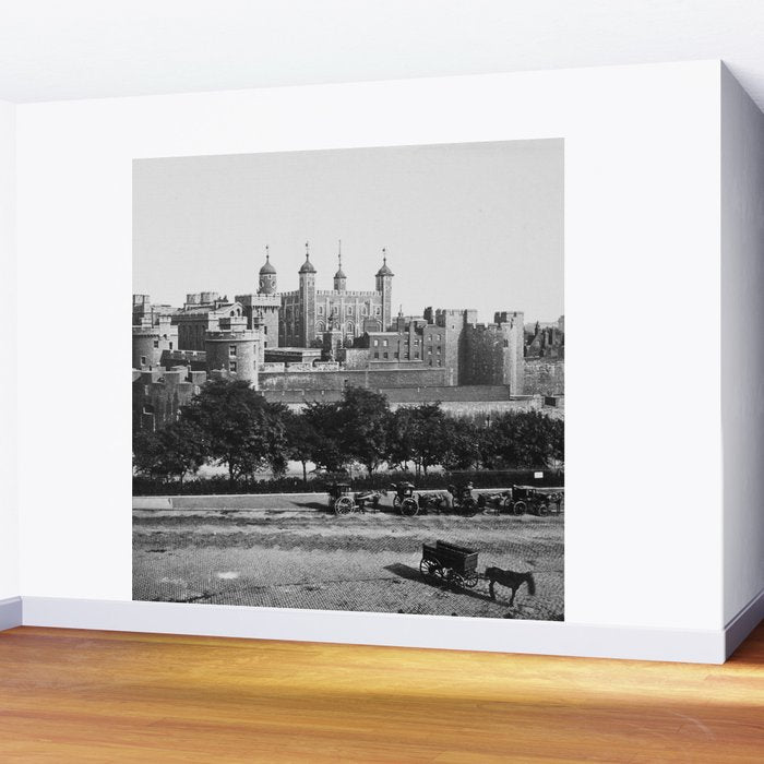 Tower of London, England, 19th Century vintage black and white photographic art print Wall Mural Gallery Image 2