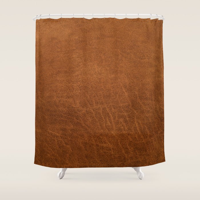 medium cognac conditioned leather ( faux  ) Shower Curtain Gallery Image 1