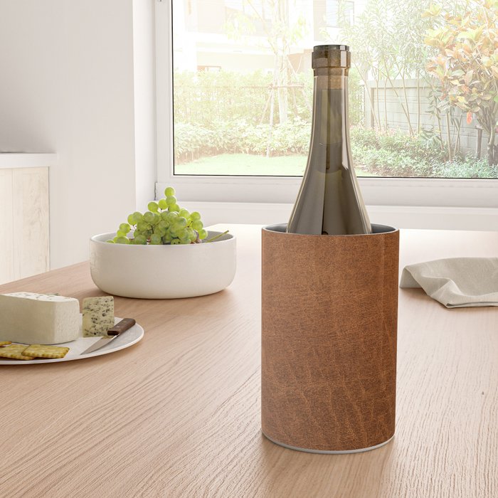 medium cognac conditioned leather ( faux  ) Wine Chiller Gallery Image 4