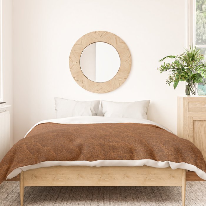 medium cognac conditioned leather ( faux  ) Duvet Cover Gallery Image 3