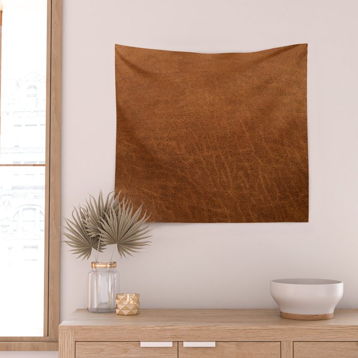 medium cognac conditioned leather ( faux  ) Wall Tapestry Gallery Image 2