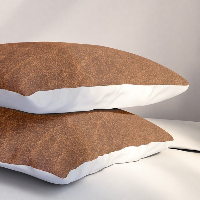 medium cognac conditioned leather ( faux  ) Pillow Sham Gallery Image 3
