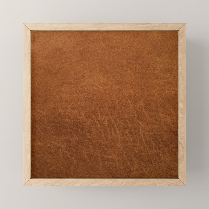 medium cognac conditioned leather ( faux  ) Mini Art Print Gallery Image 1