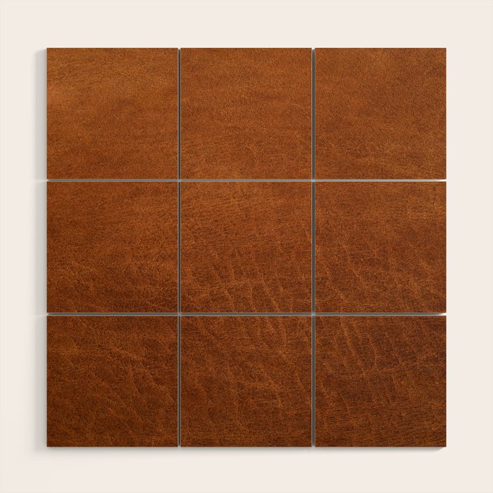 medium cognac conditioned leather ( faux  ) Wood Wall Art Gallery Image 1