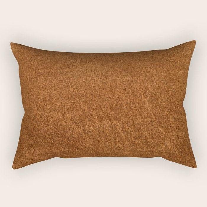medium cognac conditioned leather ( faux  ) Rectangular Pillow Gallery Image 2