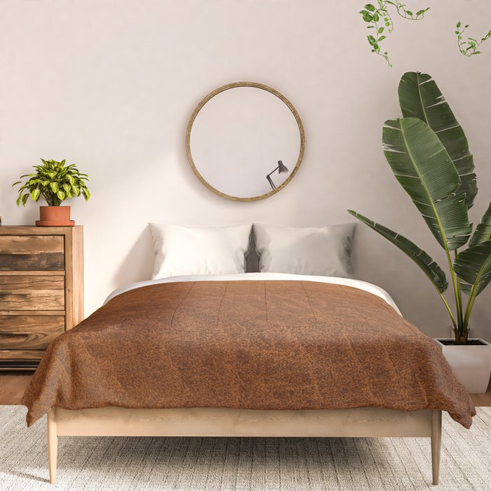 medium cognac conditioned leather ( faux  ) Comforter Gallery Image 3