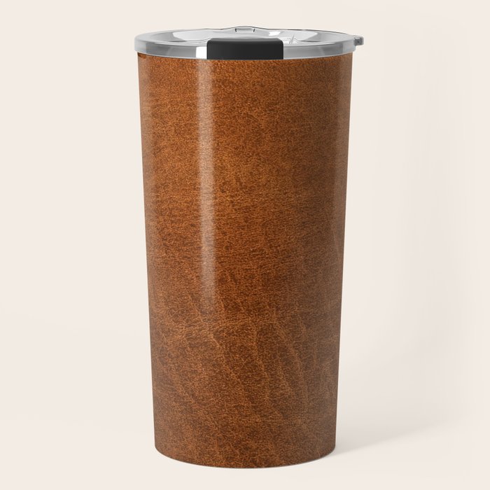 medium cognac conditioned leather ( faux  ) Travel Mug Gallery Image 1