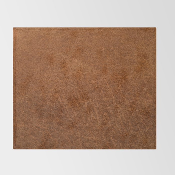 medium cognac conditioned leather ( faux  ) Throw Blanket Gallery Image 2