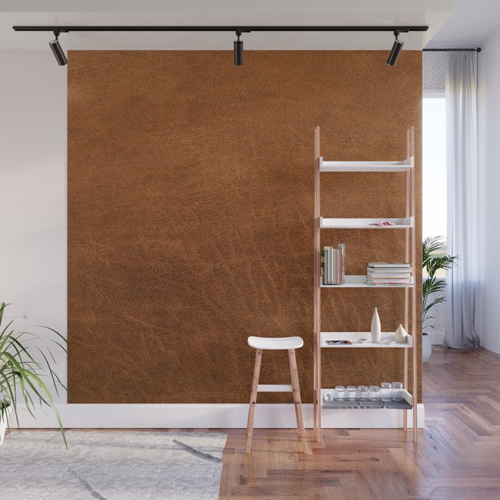 medium cognac conditioned leather ( faux  ) Wall Mural Gallery Image 1
