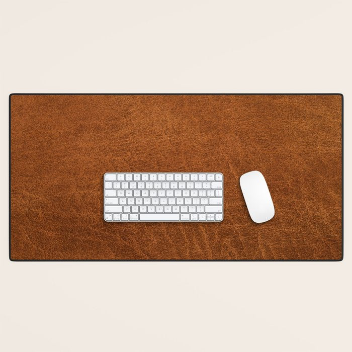 medium cognac conditioned leather ( faux  ) Desk Mat Gallery Image 1