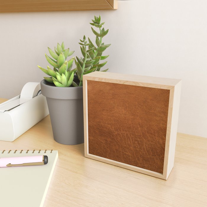 medium cognac conditioned leather ( faux  ) Mini Art Print Gallery Image 2