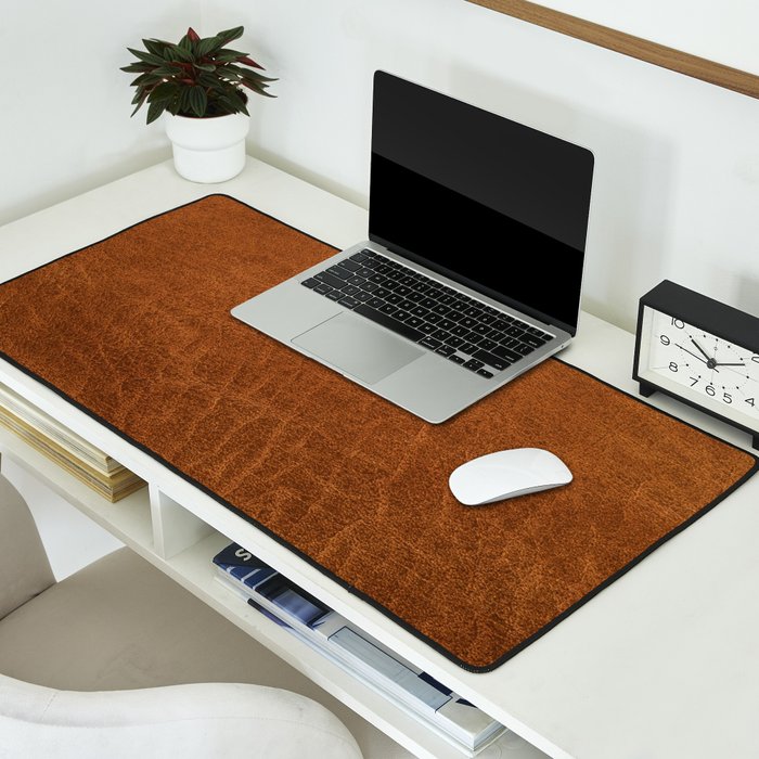 medium cognac conditioned leather ( faux  ) Desk Mat Gallery Image 2