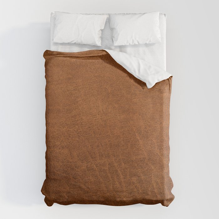 medium cognac conditioned leather ( faux  ) Duvet Cover Gallery Image 6