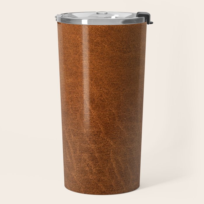 medium cognac conditioned leather ( faux  ) Travel Mug Gallery Image 2