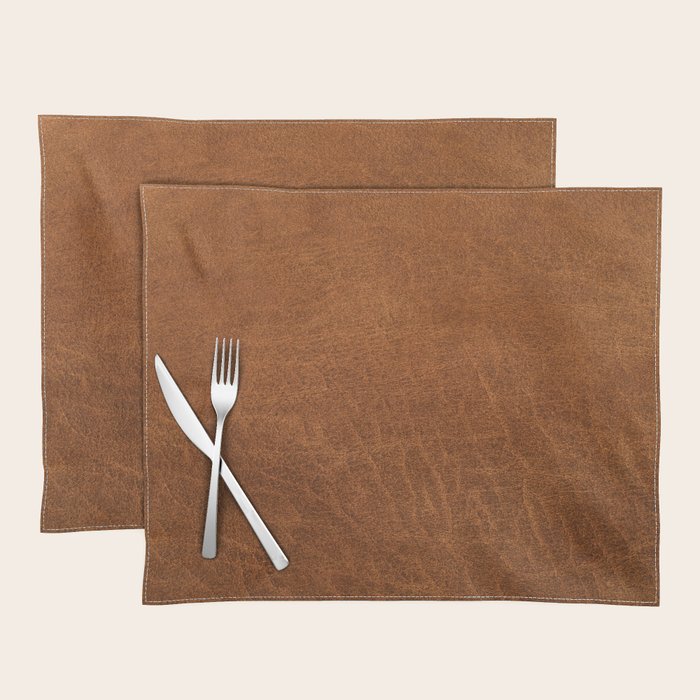 medium cognac conditioned leather ( faux  ) Placemat Gallery Image 1