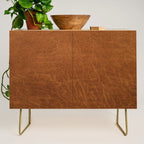 medium cognac conditioned leather ( faux  ) Credenza Gallery Image 1