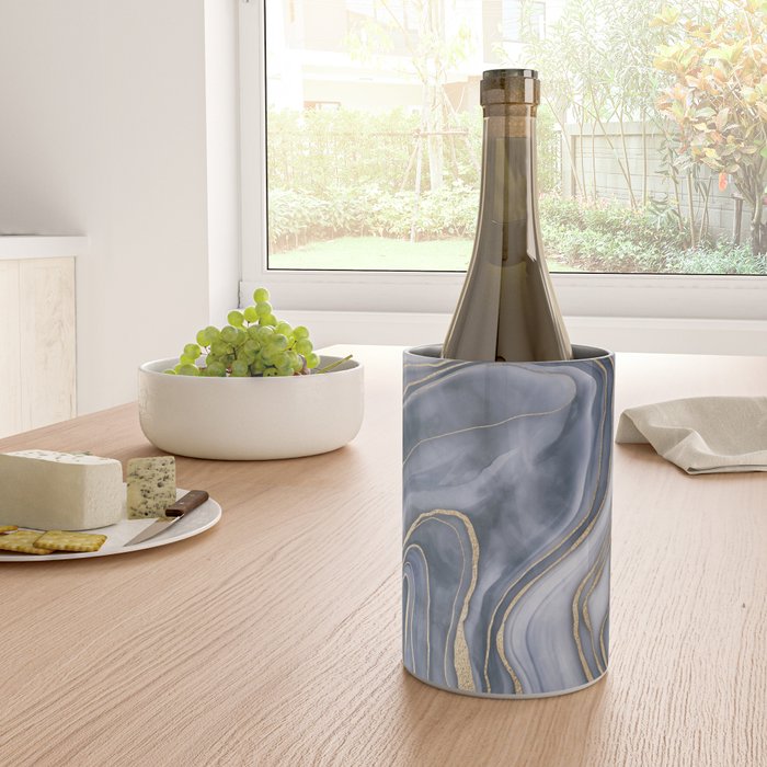 Elegant Marble Reverie Navy Gold Wine Chiller Gallery Image 4