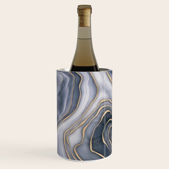 Elegant Marble Reverie Navy Gold Wine Chiller Gallery Image 3
