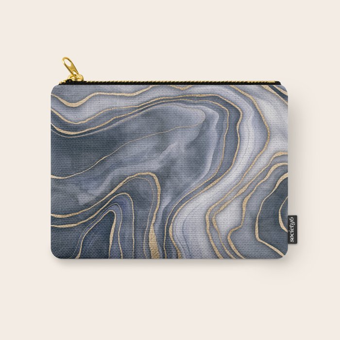 Elegant Marble Reverie Navy Gold Carry All Pouch Gallery Image 1