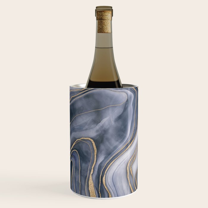 Elegant Marble Reverie Navy Gold Wine Chiller Gallery Image 1