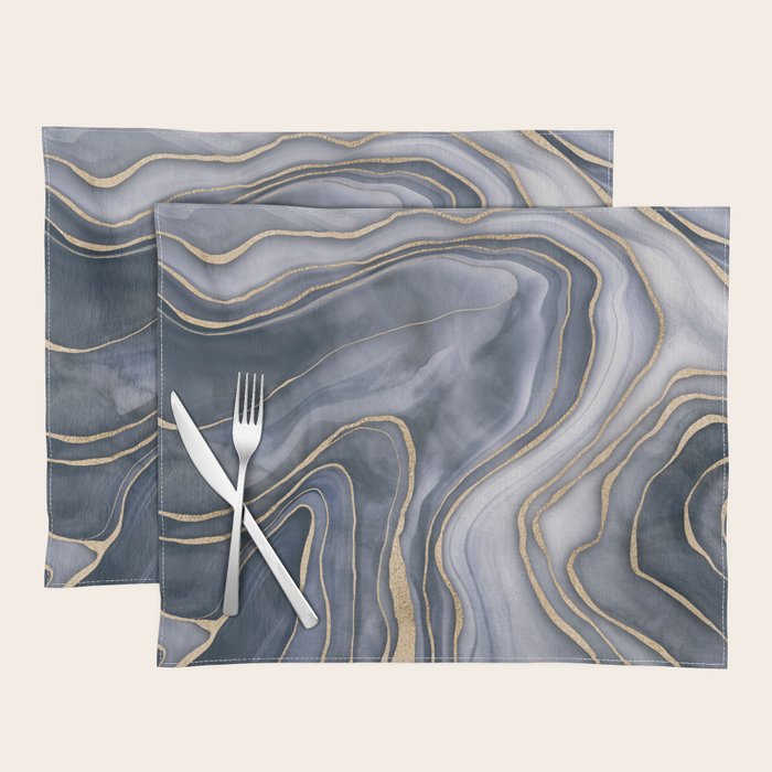 Elegant Marble Reverie Navy Gold Placemat Gallery Image 1
