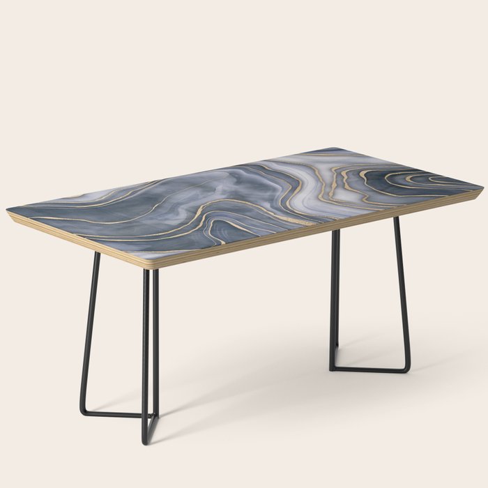 Elegant Marble Reverie Navy Gold Coffee Table Gallery Image 1