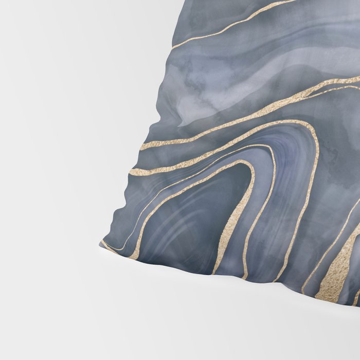 Elegant Marble Reverie Navy Gold Pillow Sham Gallery Image 4