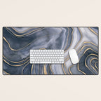 Elegant Marble Reverie Navy Gold Desk Mat Gallery Image 1