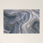 Elegant Marble Reverie Navy Gold Welcome Mat Gallery Image 1
