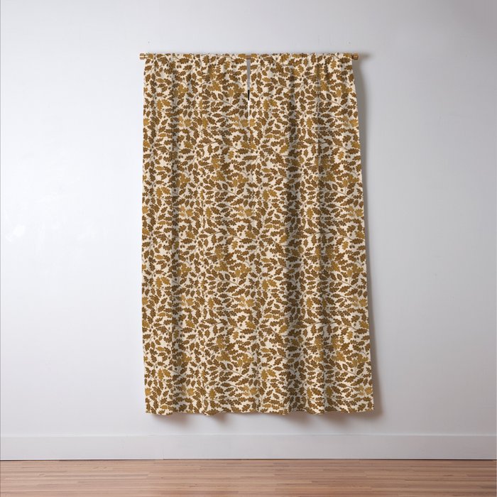 Golden Autumn Oak Pattern Window Curtain Gallery Image 3